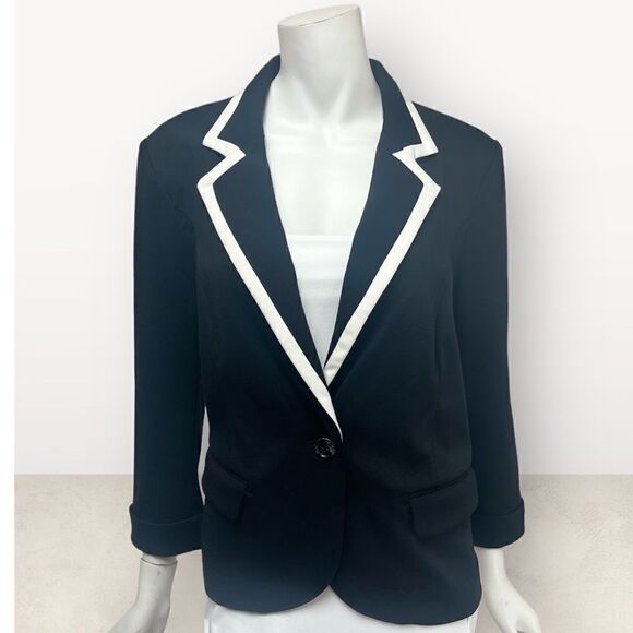 Catherine Malandrino black blazer with white trim - Picture 1 of 6